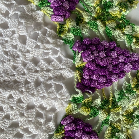 Vintage Crochet Doily w/ Grape Accents - Picture 5 of 9